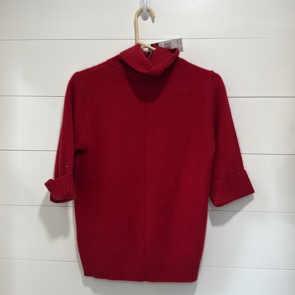 NWT Tommy Hilfiger Rabbit Lambs Wool Red Turtleneck Sweater Half Sleeve Large - Picture 5 of 6